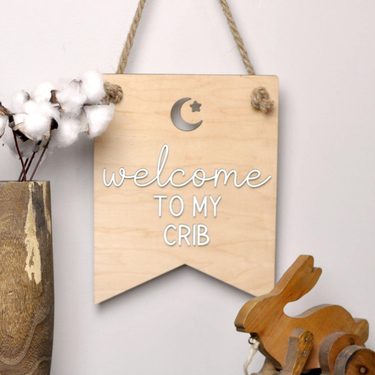 Welcome to My Crib Sign with Moon and Star