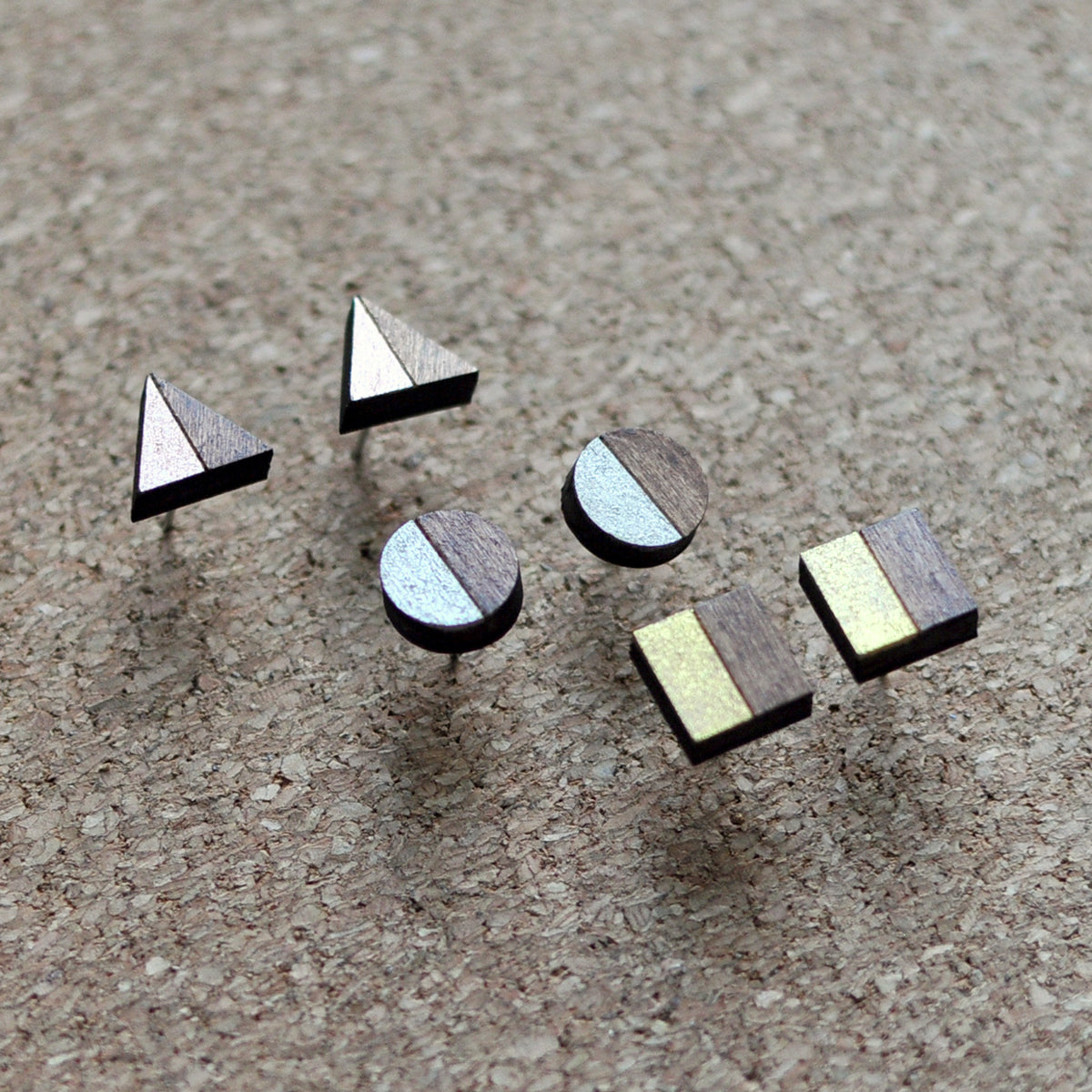 Metallic Wood Earrings
