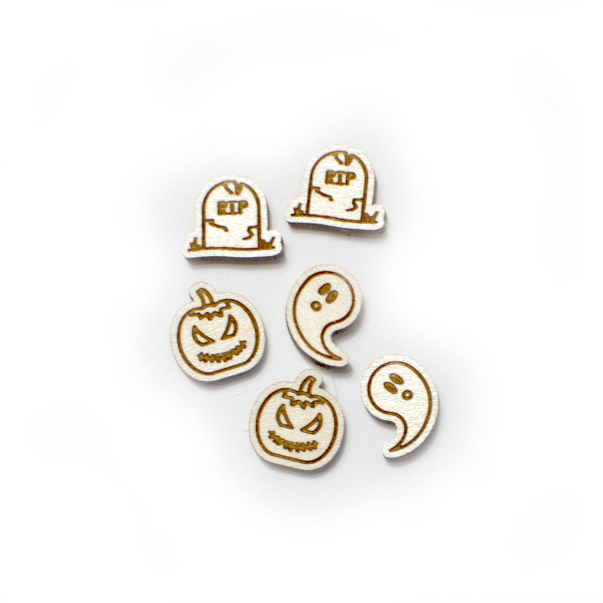 Halloween Earrings - Three Pairs of Wood Studs