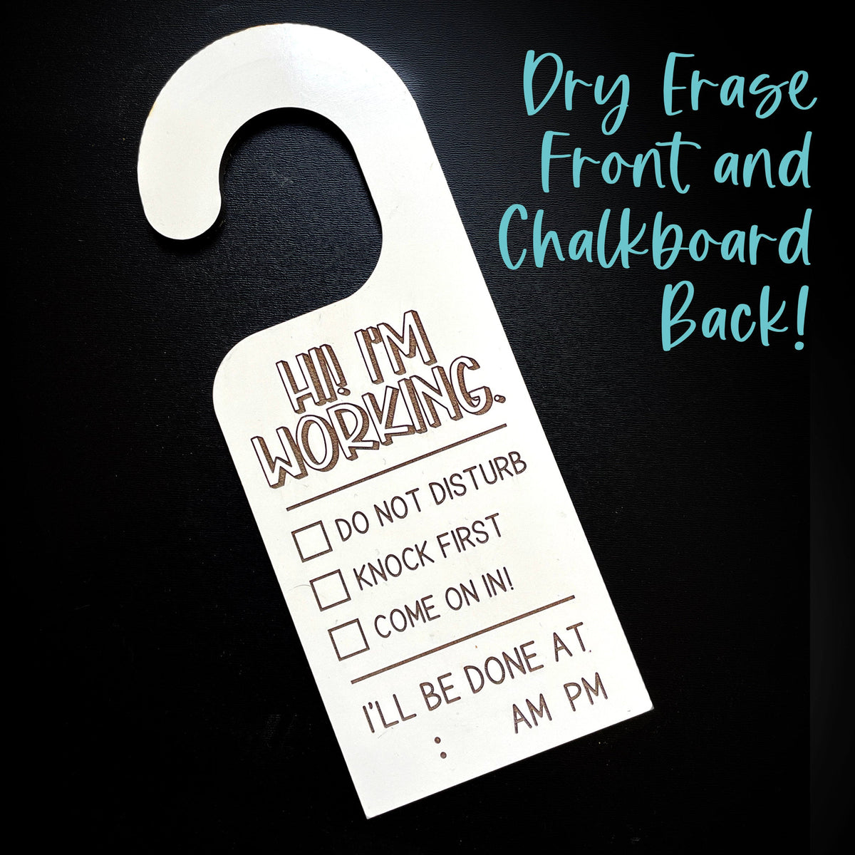Work from Home Door Sign - Whiteboard Hanger with Chalkboard Back