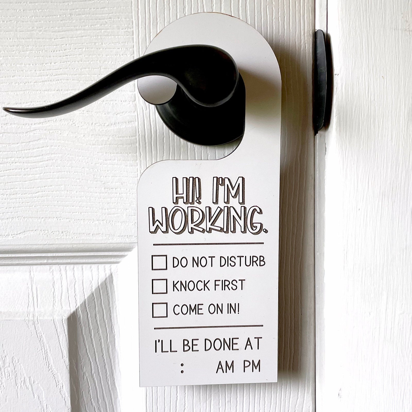 Work from Home Door Sign - Whiteboard Hanger with Chalkboard Back