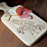 Dinosaur Cutting Board Engraved With Butcher Guide