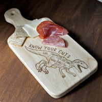 Dinosaur Cutting Board Engraved With Butcher Guide