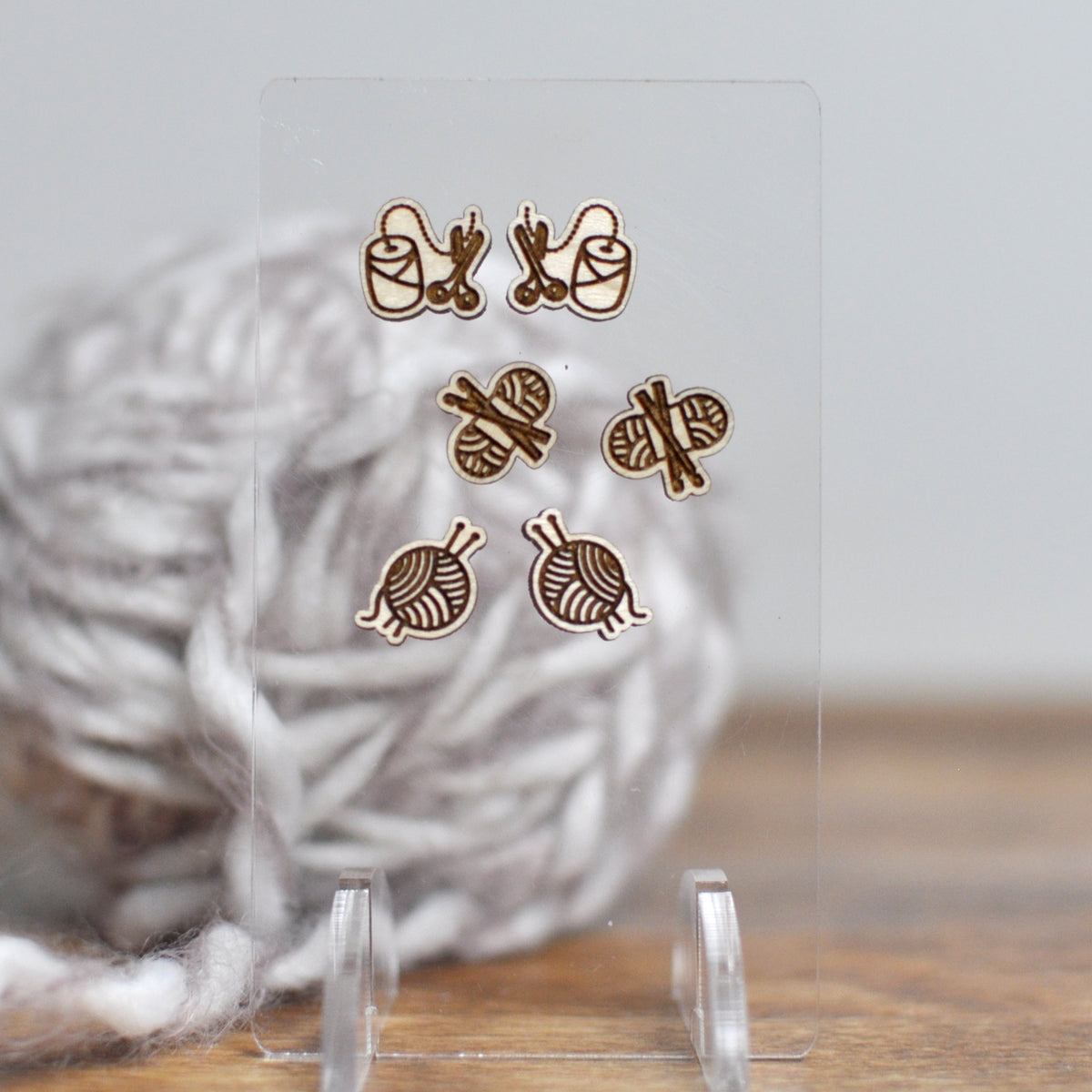 Knit Happens Wood Earrings