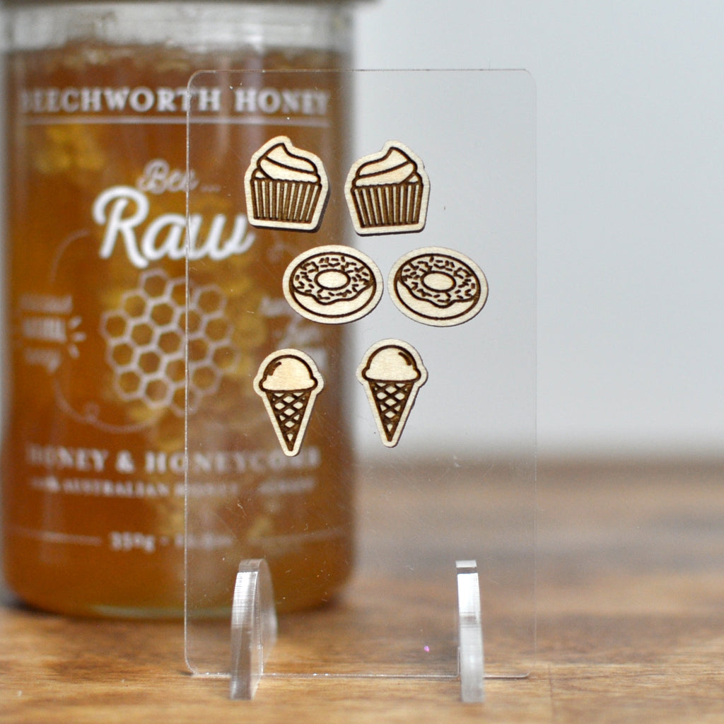Sugar Rush Wood Stud Earrings